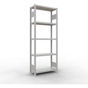Schulte Lagertechnik Fachbodenregal-Stecksystem MULTIplus 250, Grundregal, Längenriegel, 2000x750x300 mm, 5 Böden, lichtgrau