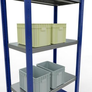 Schulte Lagertechnik Fachbodenregal-Stecksystem MULTIplus 250, Grundregal, Längenriegel, 2000x750x400 mm, 5 Böden, enzianblau/verzinkt