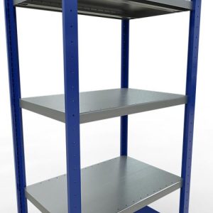 Schulte Lagertechnik Fachbodenregal-Stecksystem MULTIplus 250, Grundregal, Längenriegel, 2000x750x500 mm, 5 Böden, enzianblau/verzinkt