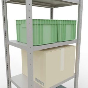 Schulte Lagertechnik Fachbodenregal-Stecksystem MULTIplus 250, Grundregal, Längenriegel, 2000x750x500 mm, 5 Böden, lichtgrau