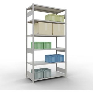 Schulte Lagertechnik Fachbodenregal-Stecksystem MULTIplus 250, Grundregal, Längenriegel, 2500x1300x600 mm, 6 Böden, lichtgrau