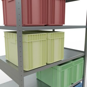 Schulte Lagertechnik Fachbodenregal-Stecksystem MULTIplus 250, Grundregal, Längenriegel, 2500x1300x800 mm, 6 Böden, verzinkt