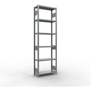 Schulte Lagertechnik Fachbodenregal-Stecksystem MULTIplus 250, Grundregal, Längenriegel, 2500x750x300 mm, 6 Böden, verzinkt
