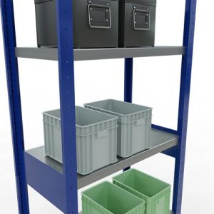 Schulte Lagertechnik Fachbodenregal-Stecksystem MULTIplus 250, Grundregal, Längenriegel, 2500x750x400 mm, 6 Böden, enzianblau/verzinkt