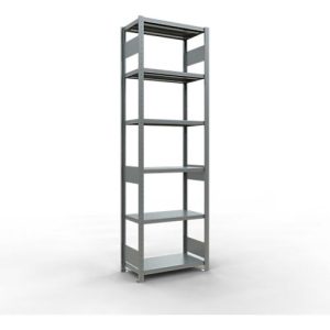 Schulte Lagertechnik Fachbodenregal-Stecksystem MULTIplus 250, Grundregal, Längenriegel, 2500x750x400 mm, 6 Böden, verzinkt