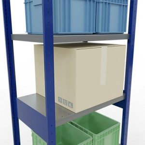 Schulte Lagertechnik Fachbodenregal-Stecksystem MULTIplus 250, Grundregal, Längenriegel, 2500x750x500 mm, 6 Böden, enzianblau/verzinkt