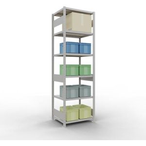 Schulte Lagertechnik Fachbodenregal-Stecksystem MULTIplus 250, Grundregal, Längenriegel, 2500x750x600 mm, 6 Böden, lichtgrau