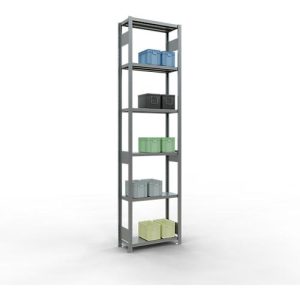 Schulte Lagertechnik Fachbodenregal-Stecksystem MULTIplus 250, Grundregal, Längenriegel, 3000x750x300 mm, 7 Böden, verzinkt