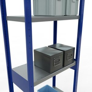 Schulte Lagertechnik Fachbodenregal-Stecksystem MULTIplus 250, Grundregal, Längenriegel, 3000x750x400 mm, 7 Böden, enzianblau/verzinkt