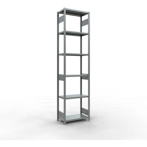 Schulte Lagertechnik Fachbodenregal-Stecksystem MULTIplus 250, Grundregal, Längenriegel, 3000x750x400 mm, 7 Böden, verzinkt