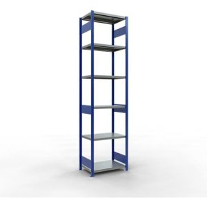 Schulte Lagertechnik Fachbodenregal-Stecksystem MULTIplus 250, Grundregal, Längenriegel, 3000x750x500 mm, 7 Böden, enzianblau/verzinkt