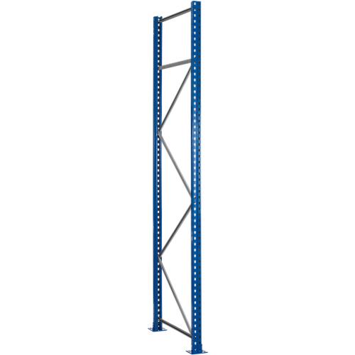Schulte Lagertechnik Palettenregal-Ständerrahmen S610-M18-U, unmontiert, T 1100 x H 6500 mm, Stützenbreite 76 mm, blau/verzinkt