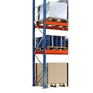 Schulte Lagertechnik Palettenregal-Ständerrahmen S625-A18, unmontiert, T 800 x H 7000 mm, Stützenbreite 100 mm, blau/verzinkt