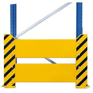 Schulte Lagertechnik Rammschutzwand für Doppel-Palettenregale, H 400 mm, für Regaltiefe 800 + 200 + 800 mm, gelb/schwarz