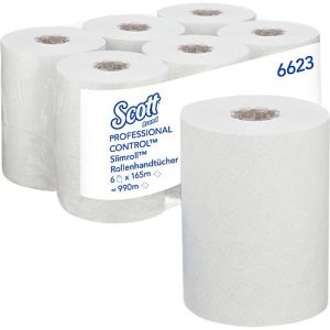 Scott® Rollenhandtücher Control Slimroll 6623, 1-lagig, Länge 165 m, 6 Stück, weiß