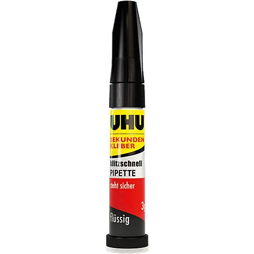 Sekundenkleber UHU Blitzschnell Control, 3 g, extrem haftstark, in standfester Pipette