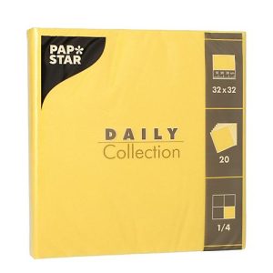 Servietten Papstar ‚Daily Collection‘, mit ¼-Falz, 320 x 320 mm, 20 Stück, gelb