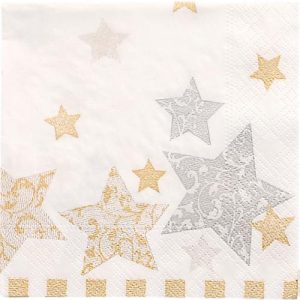 Servietten Papstar ‚Stardust‘ , 3-lagig mit ¼-Falz, 250 x 250 mm, 50 Stück