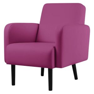 Sessel easyChair® by Paperflow LISBOA, desinfektionsmittelbeständiger Kunstlederbezug lila, Fußgestell schwarz, B 710 x T 815 x H 830 mm