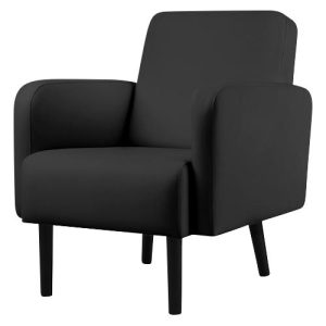 Sessel easyChair® by Paperflow LISBOA, desinfektionsmittelbeständiger Kunstlederbezug schwarz, Fußgestell schwarz, B 710 x T 815 x H 830 mm