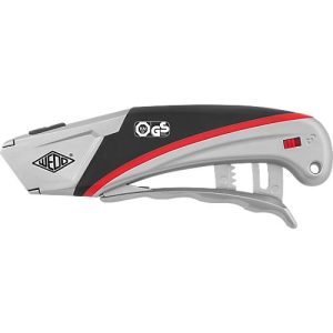 Sicherheitsmesser WEDO®, ergonomischer Zangengriff, automatischer Klingenrückzug, für Links- & Rechtshänder, silber