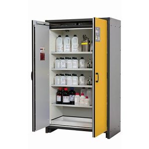 Sicherheitsschrank Typ 30 asecos Q-CLASSIC-30, Flügeltüren, Front Sicherheitsgelb, B 1164 x T 620 x H 1947 mm
