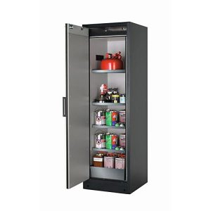 Sicherheitsschrank Typ 90 asecos Q-CLASSIC-90, Flügeltür, Anschlag links, Front asecos Silber, B 599 x T 615 x H 1953 mm