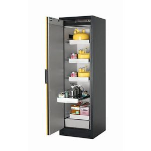 Sicherheitsschrank Typ 90 asecos Q-CLASSIC-90, Flügeltür, Anschlag links, Front Sicherheitsgelb, B 599 x T 615 x H 1953 mm