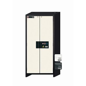 Sicherheitsschrank Typ 90 asecos Q-CLASSIC-90, Flügeltüren, Front Reinweiß, B 893 x T 615 x H 1953 mm