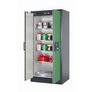 Sicherheitsschrank Typ 90 asecos Q-CLASSIC-90, Flügeltüren, Front Resedagrün, B 893 x T 615 x H 1953 mm