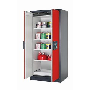 Sicherheitsschrank Typ 90 asecos Q-CLASSIC-90, Flügeltüren, Front Verkehrsrot, B 893 x T 615 x H 1953 mm