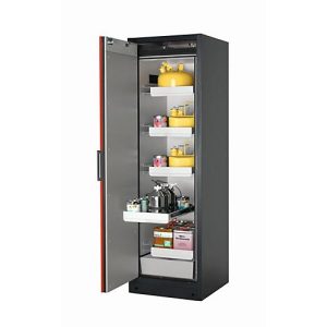 Sicherheitsschrank Typ 90 asecos Q-PEGASUS-90, Flügeltür mit Schließ-Automatik, Anschlag links, Front Verkehrsrot, B 599 x T 615 x H 1953 mm