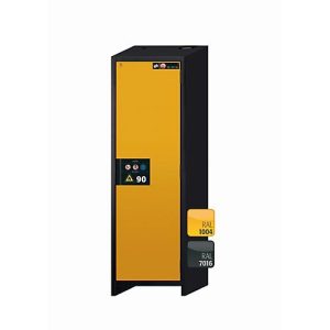Sicherheitsschrank Typ 90 asecos Q-PEGASUS-90, Flügeltür mit Schließ-Automatik, Anschlag rechts, Front Sicherheitsgelb, B 599 x T 615 x H 1953 mm