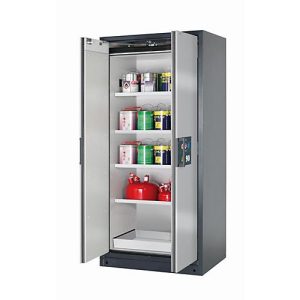 Sicherheitsschrank Typ 90 asecos Q-PEGASUS-90, Flügeltüren mit Schließ-Automatik, Einhandbedienung, Front asecos Silber, B 893 x T 615 x H 1953 mm