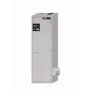 Sicherheitsschrank Typ 90 asecos S-CLASSIC-90, Flügeltür mit Türfeststellanlage, Anschlag rechts, Front Lichtgrau, B 596 x T 616 x H 1968 mm