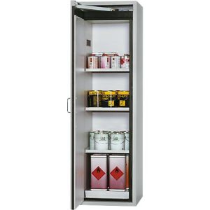 Sicherheitsschrank Typ 90 asecos S-CLASSIC-90, Flügeltür mit Türfeststellanlage, B 596 x T 616 x H 1968 mm, lichtgrau RAL 7035