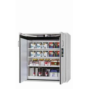 Sicherheitsschrank Typ 90 asecos S-CLASSIC-90, Flügeltüren, Front Lichtgrau, B 1196 x T 616 x H 1298 mm