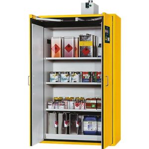 Sicherheitsschrank Typ 90 asecos S-CLASSIC-90, Flügeltüren mit Türfeststellanlage, B 1196 x T 616 x H 1968 mm, sicherheitsgelb RAL 1004
