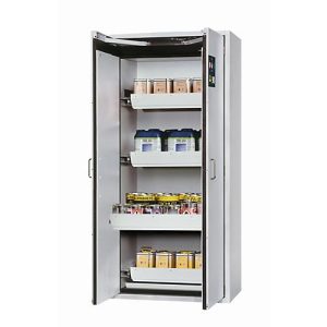 Sicherheitsschrank Typ 90 asecos S-CLASSIC-90, Flügeltüren mit Türfeststellanlage, Front Lichtgrau, B 896 x T 616 x H 1968 mm