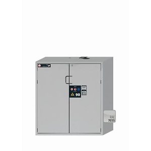 Sicherheitsschrank Typ 90 asecos S-PEGASUS-90, Flügeltüren mit Schließ-Automatik, Einhandbedienung, Front Lichtgrau, B 1196 x T 616 x H 1298 mm