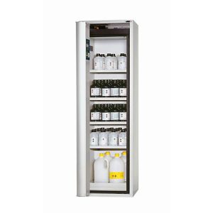 Sicherheitsschrank Typ 90 asecos S-PHOENIX touchless-90, vollautom. Sensor-Falttür, Anschlag links, Front Lichtgrau, B 596 x T 616 x H 1968 mm