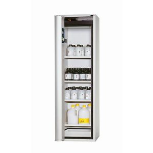 Sicherheitsschrank Typ 90 asecos S-PHOENIX touchless-90, vollautom. Sensor-Falttür, Anschlag links, Front Lichtgrau, B 596 x T 616 x H 1968 mm