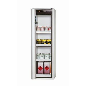 Sicherheitsschrank Typ 90 asecos S-PHOENIX touchless-90, vollautom. Sensor-Falttür, Anschlag links, Front Lichtgrau, B 596 x T 616 x H 1968 mm