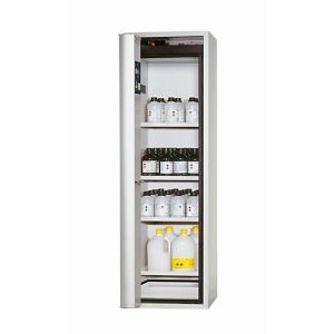 Sicherheitsschrank Typ 90 asecos S-PHOENIX Vol.2-90, Falttür mit Schließ-Automatik, Anschlag links, Front Lichtgrau, B 596 x T 616 x H 1968 mm