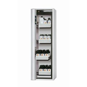 Sicherheitsschrank Typ 90 asecos S-PHOENIX Vol.2-90, Falttür mit Schließ-Automatik, Anschlag links, Front Lichtgrau, B 596 x T 616 x H 1968 mm