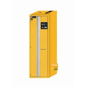 Sicherheitsschrank Typ 90 asecos S-PHOENIX Vol.2-90, Falttür mit Schließ-Automatik, Anschlag links, Front Sicherheitsgelb, B 596 x T 749 x H 1968 mm