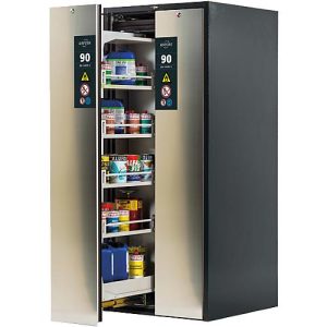 Sicherheitsschrank Typ 90 Asecos V-MOVE-90, 2 Vertikalauszüge, Anthrazitgrau/Edelstahl