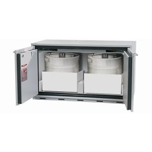 Sicherheitsunterbauschrank Typ 30 asecos UB-T-30, Flügeltüren, Front Lichtgrau, B 1102 x T 574 x H 600 mm