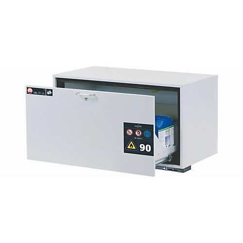 Sicherheitsunterbauschrank Typ 90 asecos UB-S-90, Schublade, Front Lichtgrau, B 1102 x T 502 x H 600 mm