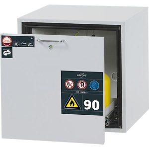 Sicherheitsunterbauschrank Typ 90 asecos UB-S-90, Schublade, Front Lichtgrau, B 593 x T 574 x H 600 mm